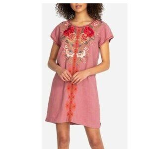 Johnny Was Floral Embroidered Midi Dress Size-XS Eden Rose 100% Linen
